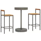 vidaXL Patio Bar Set Bar Stool Bistro Table Poly Rattan and Solid Wood Acacia
