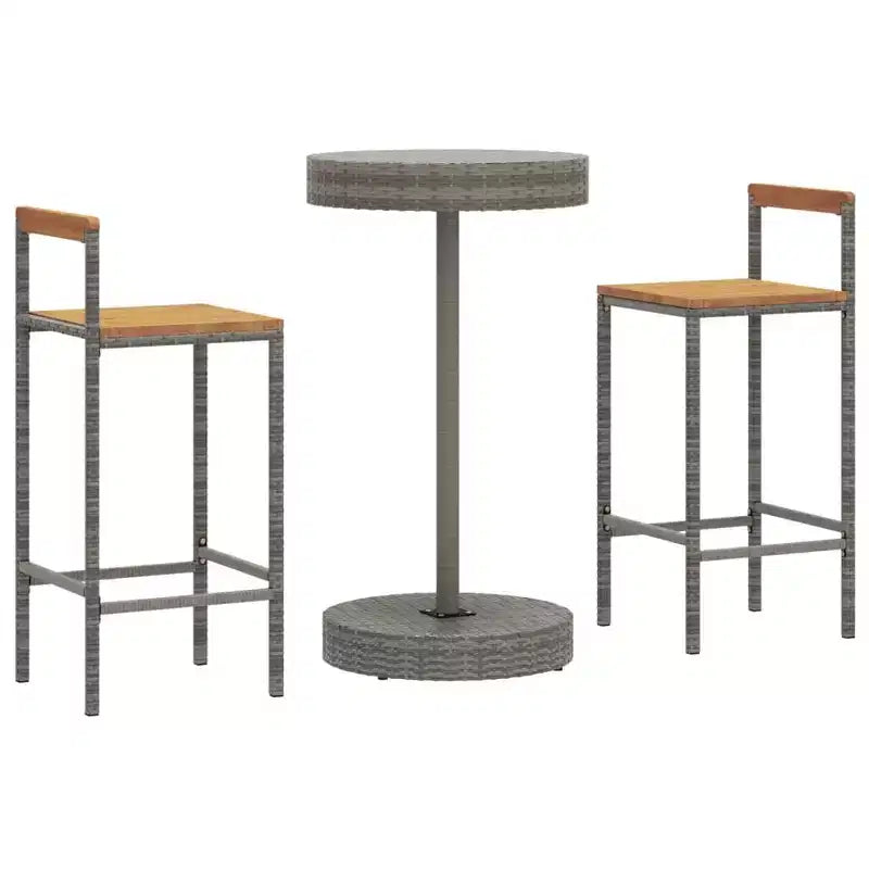 vidaXL Patio Bar Set Bar Stool Bistro Table Poly Rattan and Solid Wood Acacia