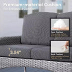 HOMLUX 4-delige loungeset voor buiten, rattanstoelen en -bank van gevlochten kunststof, weerbestendig, hoge rugleuning