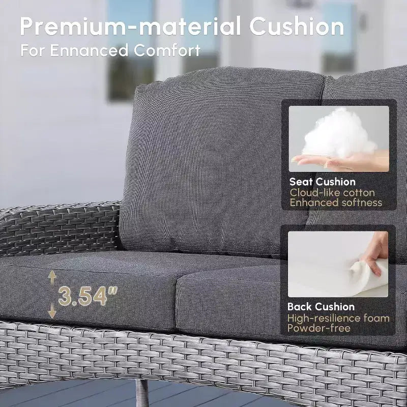 HOMLUX 4-delige loungeset voor buiten, rattanstoelen en -bank van gevlochten kunststof, weerbestendig, hoge rugleuning
