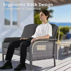 HOMLUX 4-delige loungeset voor buiten, rattanstoelen en -bank van gevlochten kunststof, weerbestendig, hoge rugleuning