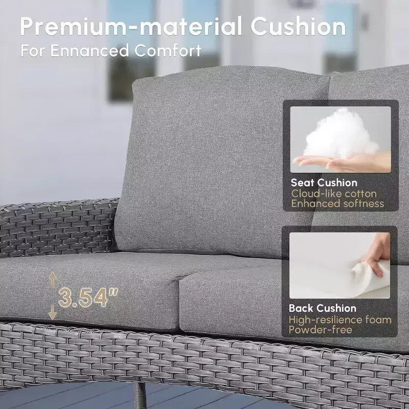 HOMLUX 4-delige loungeset voor buiten, rattanstoelen en -bank van gevlochten kunststof, weerbestendig, hoge rugleuning