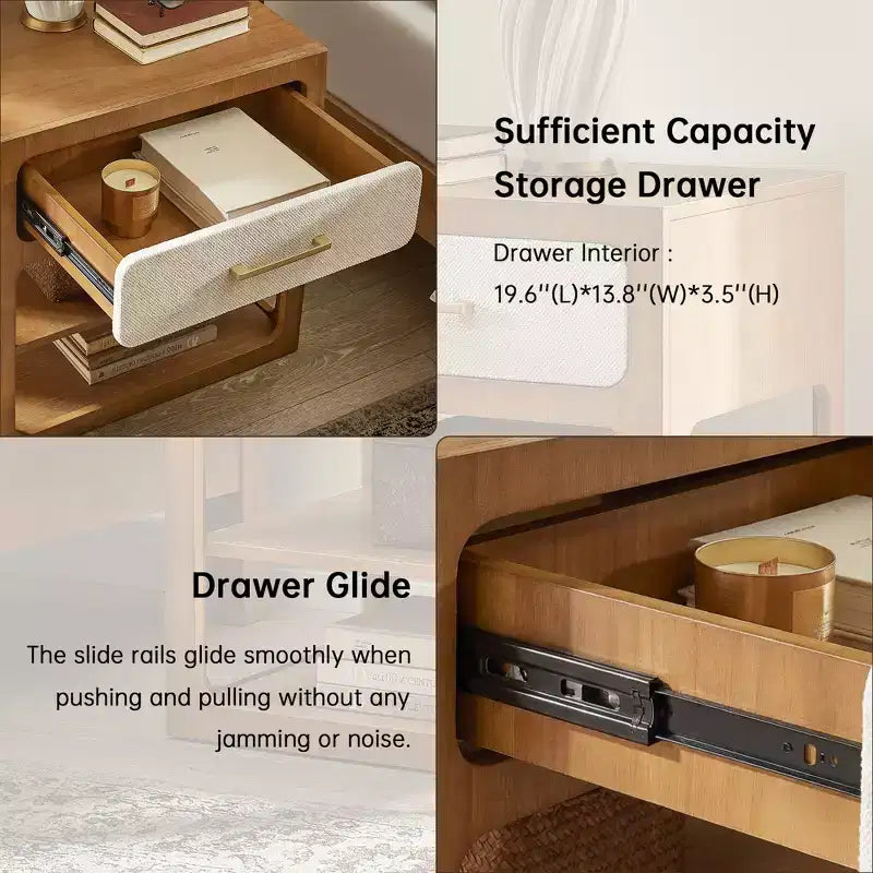 Slaapkamerset in queensize formaat - bedframe van massief hout van 85 met gestoffeerd hoofdbord en 2 nachtkastjes, geen boxspring nodig, voor de slaapkamer - Morden Fort