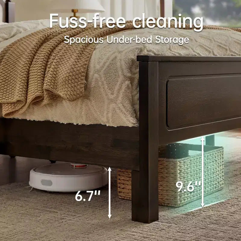 Slaapkamerset in queensize formaat - bedframe van massief hout van 85 met gestoffeerd hoofdbord en 2 nachtkastjes, geen boxspring nodig, voor de slaapkamer - Morden Fort