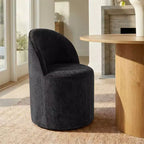 Dining Table Set for 4, Modern Barrel Chair with Wheels and Chenille Upholstery, Round Pedestal Table for Small-Dining Areas-Panipeachy