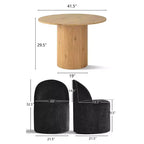 Dining Table Set for 4, Modern Barrel Chair with Wheels and Chenille Upholstery, Round Pedestal Table for Small-Dining Areas-Panipeachy