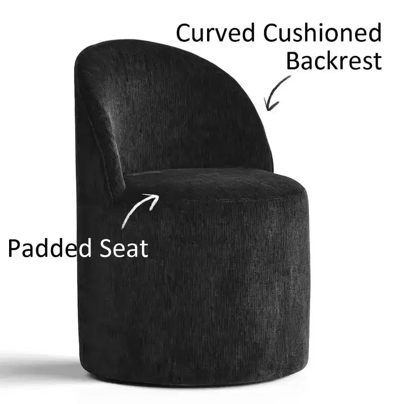 Dining Table Set for 4, Modern Barrel Chair with Wheels and Chenille Upholstery, Round Pedestal Table for Small-Dining Areas-Panipeachy