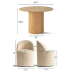 Dining Table Set for 4, Modern Barrel Chair with Wheels and Chenille Upholstery, Round Pedestal Table for Small-Dining Areas-Panipeachy