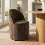 Dining Table Set for 4, Modern Barrel Chair with Wheels and Chenille Upholstery, Round Pedestal Table for Small-Dining Areas-Panipeachy