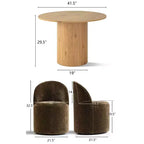 Dining Table Set for 4, Modern Barrel Chair with Wheels and Chenille Upholstery, Round Pedestal Table for Small-Dining Areas-Panipeachy