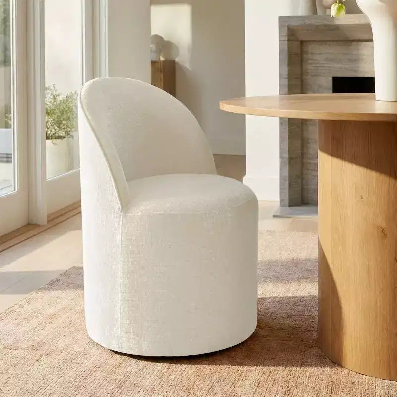 Dining Table Set for 4, Modern Barrel Chair with Wheels and Chenille Upholstery, Round Pedestal Table for Small-Dining Areas-Panipeachy