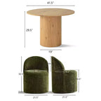 Dining Table Set for 4, Modern Barrel Chair with Wheels and Chenille Upholstery, Round Pedestal Table for Small-Dining Areas-Panipeachy
