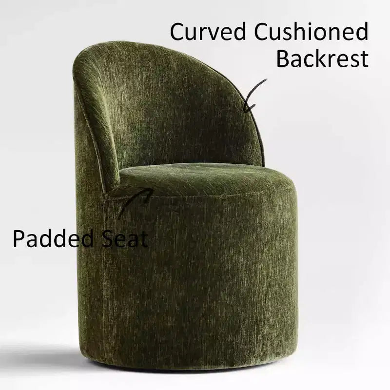 Dining Table Set for 4, Modern Barrel Chair with Wheels and Chenille Upholstery, Round Pedestal Table for Small-Dining Areas-Panipeachy