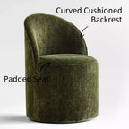 Dining Table Set for 4, Modern Barrel Chair with Wheels and Chenille Upholstery, Round Pedestal Table for Small-Dining Areas-Panipeachy