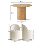 Dining Table Set for 4, Modern Barrel Chair with Wheels and Chenille Upholstery, Round Pedestal Table for Small-Dining Areas-Panipeachy