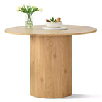 Dining Table Set for 4, Modern Barrel Chair with Wheels and Chenille Upholstery, Round Pedestal Table for Small-Dining Areas-Panipeachy