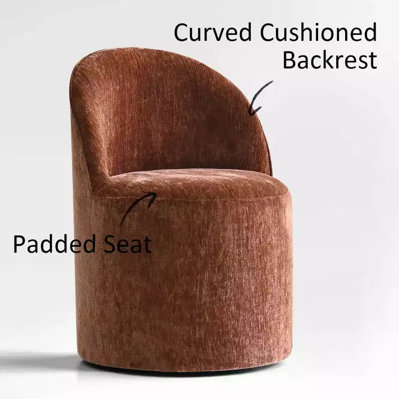 Dining Table Set for 4, Modern Barrel Chair with Wheels and Chenille Upholstery, Round Pedestal Table for Small-Dining Areas-Panipeachy