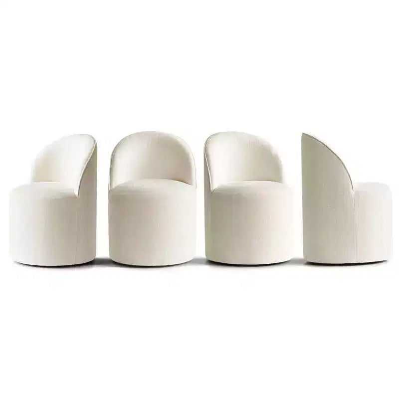 Dining Table Set for 4, Modern Barrel Chair with Wheels and Chenille Upholstery, Round Pedestal Table for Small-Dining Areas-Panipeachy
