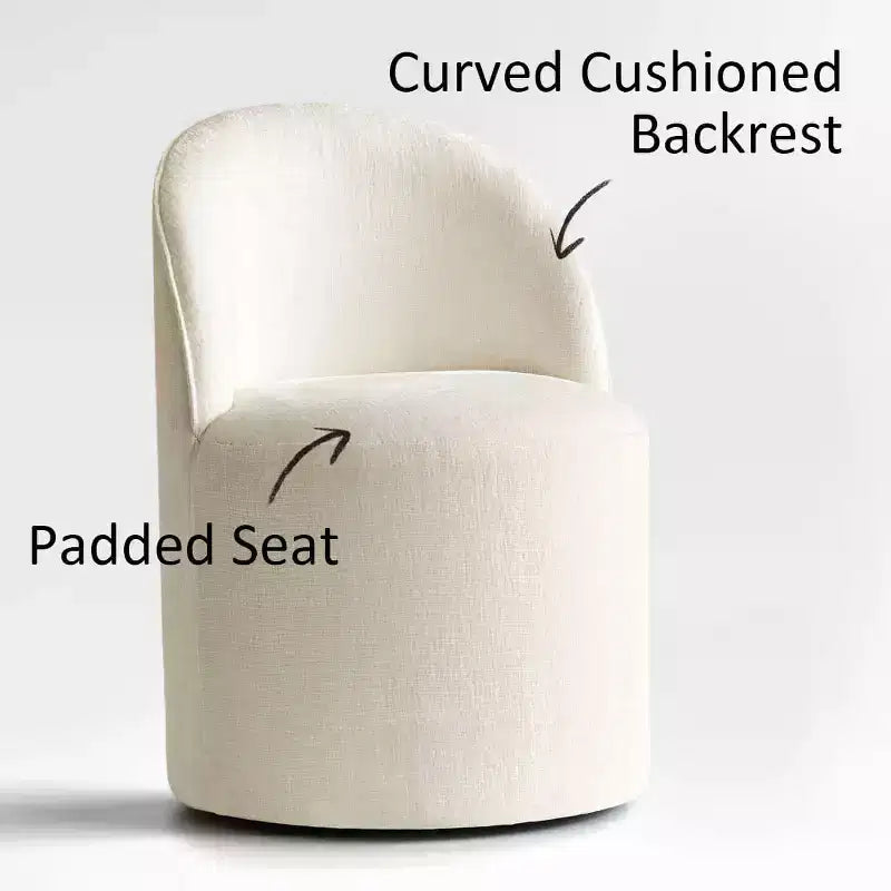 Dining Table Set for 4, Modern Barrel Chair with Wheels and Chenille Upholstery, Round Pedestal Table for Small-Dining Areas-Panipeachy