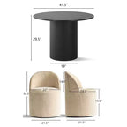 5-Piece Dining Table Set for 4, Modern Barrel Chair with Wheels and Chenille Upholstery, Black Round Pedestal Table-Panipeachy