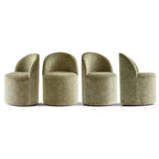 5-Piece Dining Table Set for 4, Modern Barrel Chair with Wheels and Chenille Upholstery, Black Round Pedestal Table-Panipeachy