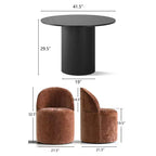 5-Piece Dining Table Set for 4, Modern Barrel Chair with Wheels and Chenille Upholstery, Black Round Pedestal Table-Panipeachy