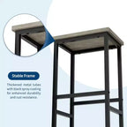 3-Piece Kitchen Table Set with Storage Shelves & 2 Bar Stools - Iron and Wood Dining Table for Small Spaces, Apartments, Condos