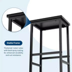 3-Piece Kitchen Table Set with Storage Shelves & 2 Bar Stools - Iron and Wood Dining Table for Small Spaces, Apartments, Condos