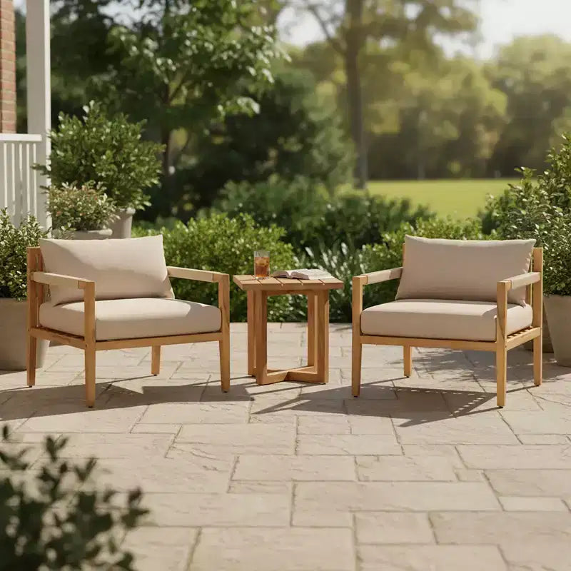 Christopher Knight Home Ashok Modern Patio Acacia Wood Seating Set with Slatted Side Table