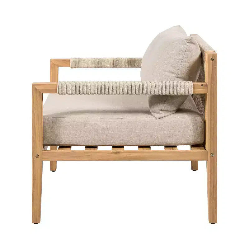 Christopher Knight Home Ashok Modern Patio Acacia Wood Seating Set with Slatted Side Table