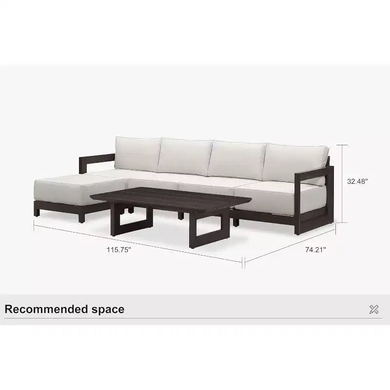 PURPLE LEAF tuinmeubelset, L-vormige buitenbank met zachte kussens voor tuin, veranda en terras