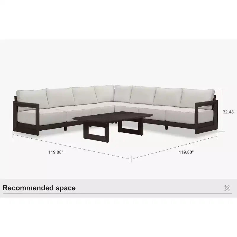 PURPLE LEAF tuinmeubelset, L-vormige buitenbank met zachte kussens voor tuin, veranda en terras