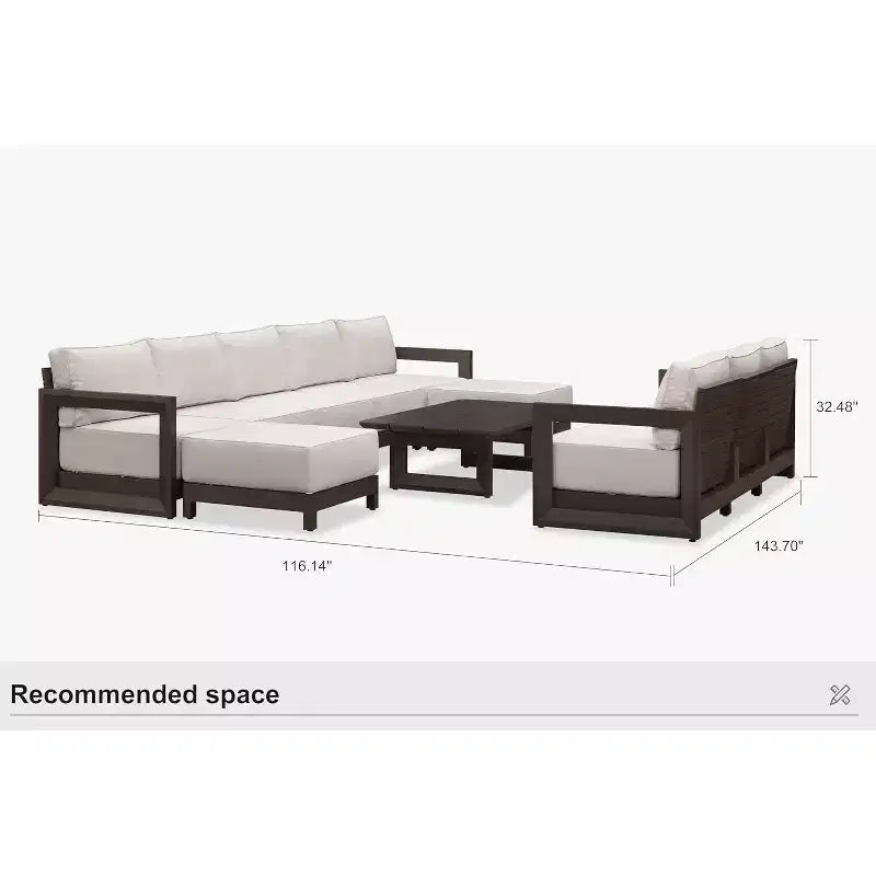 PURPLE LEAF tuinmeubelset met gesloten buitenbank en zachte kussens voor tuin, veranda of terras