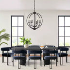 Expandable Round to Oval Dining Table Set with 8 Velvet Chairs, 3-in-1 Pedestal Dining Set, Seats 4 to 8, Modern Dining Room Set-Panipeachy