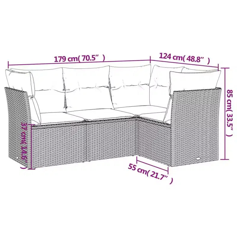 vidaXL modulaire tuinbankset met kussens en opbergruimte