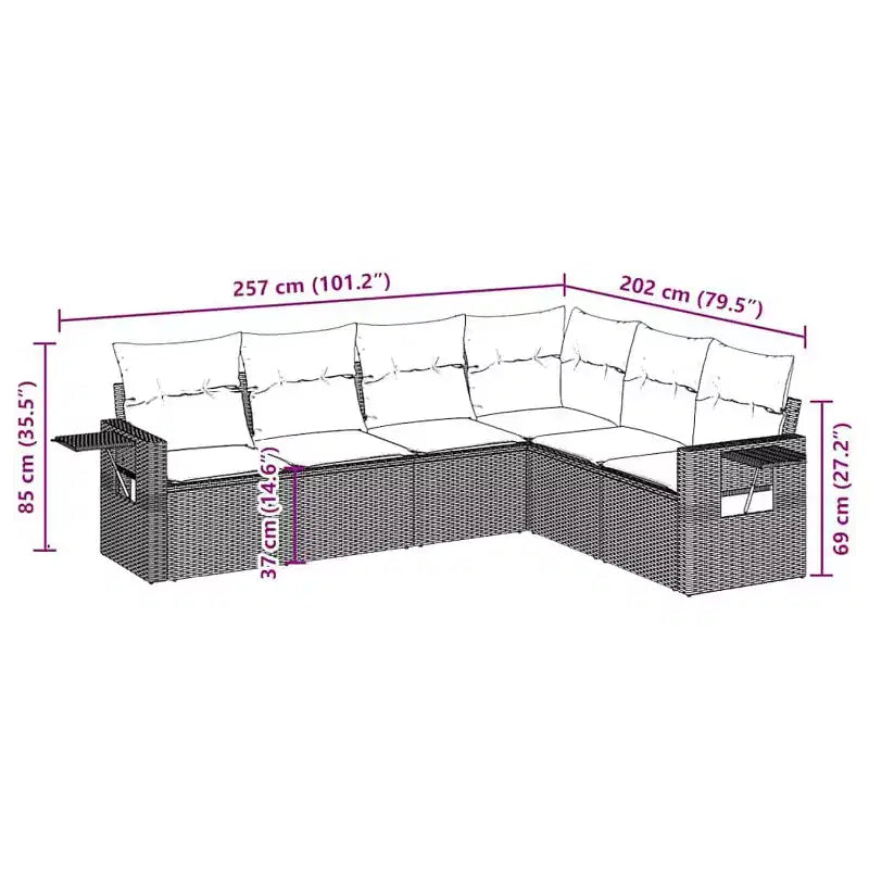 vidaXL Garden Sofa Set Poly Rattan Set Modular