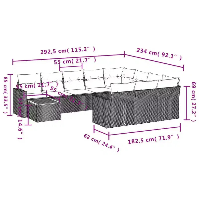 vidaXL moderne modulaire loungeset voor buiten met kussens