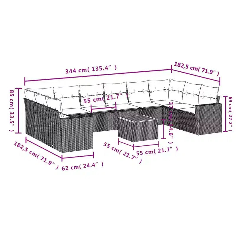 vidaXL moderne modulaire loungeset voor buiten met kussens