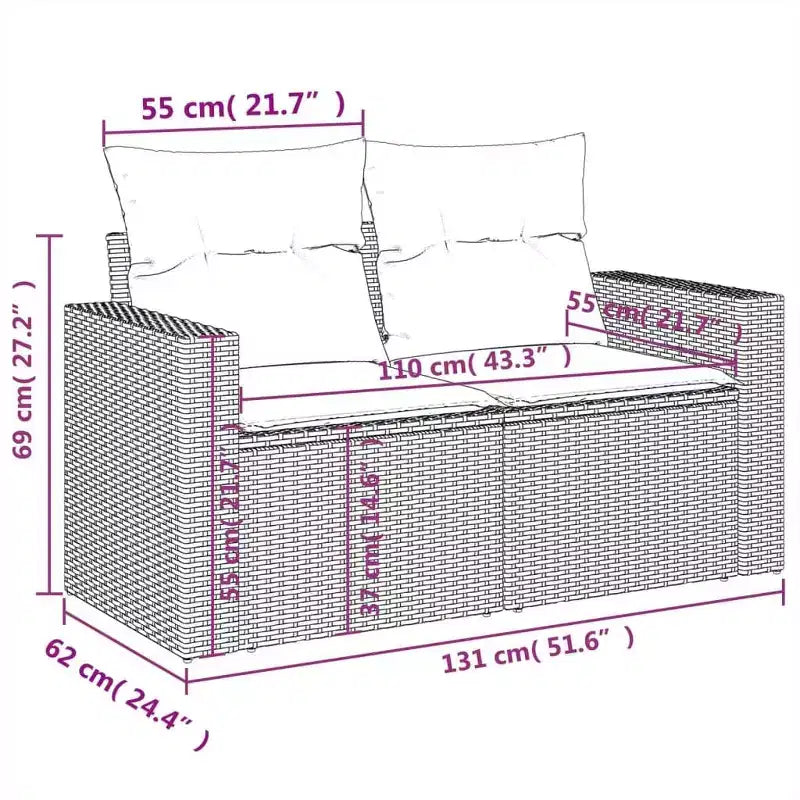vidaXL moderne modulaire loungeset voor buiten met kussens
