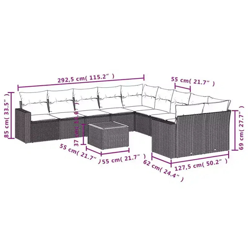 vidaXL moderne modulaire loungeset voor buiten met kussens