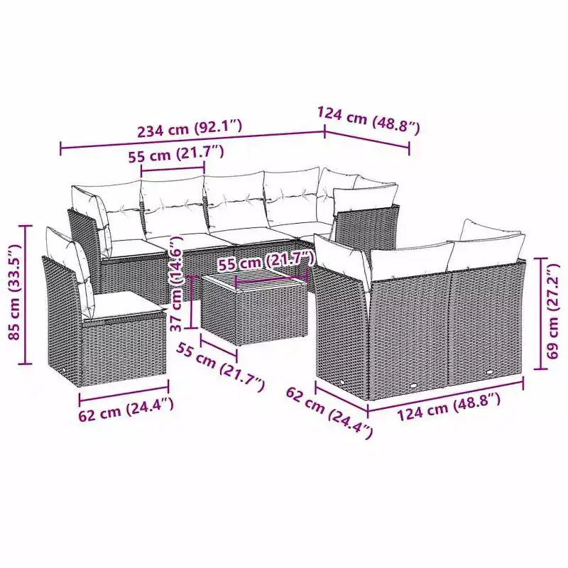 vidaXL Modular Garden Sofa Set with Cushions