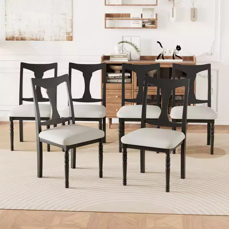 7-delige uitschuifbare eettafelset met tafel van 60-78 en 6 gestoffeerde stoelen