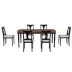 7-delige uitschuifbare eettafelset met tafel van 60-78 en 6 gestoffeerde stoelen