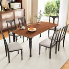 7-delige uitschuifbare eettafelset met tafel van 60-78 en 6 gestoffeerde stoelen