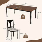 7-delige uitschuifbare eettafelset met tafel van 60-78 en 6 gestoffeerde stoelen