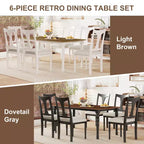 7-delige uitschuifbare eettafelset met tafel van 60-78 en 6 gestoffeerde stoelen