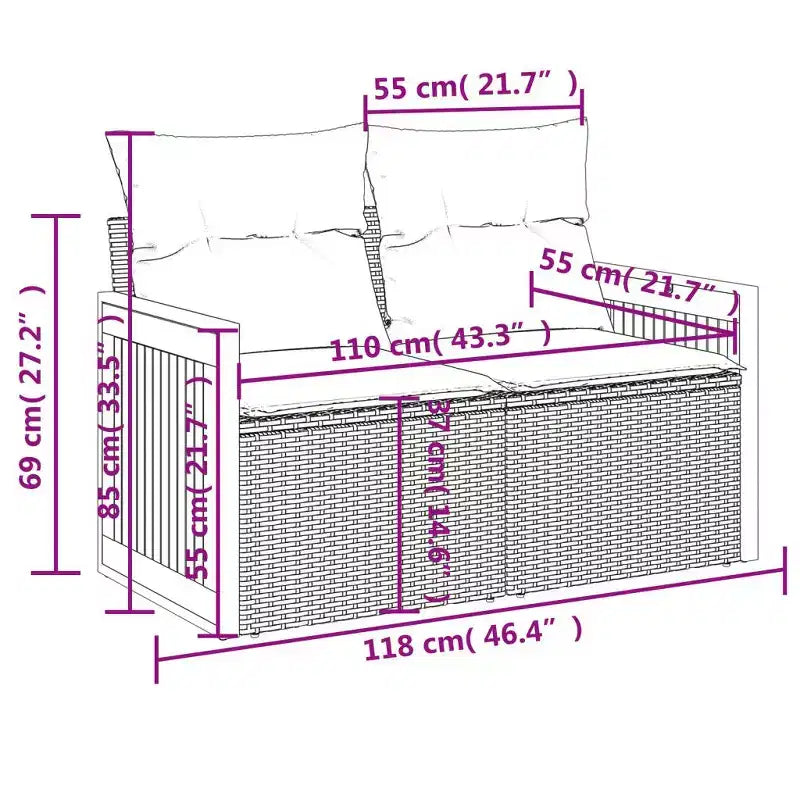 vidaXL modulaire loungeset voor in de tuin met kussens in meerdere kleuren