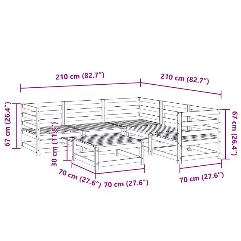 vidaXL Garden Sofa Set - Solid Wood Pine in Various Colors