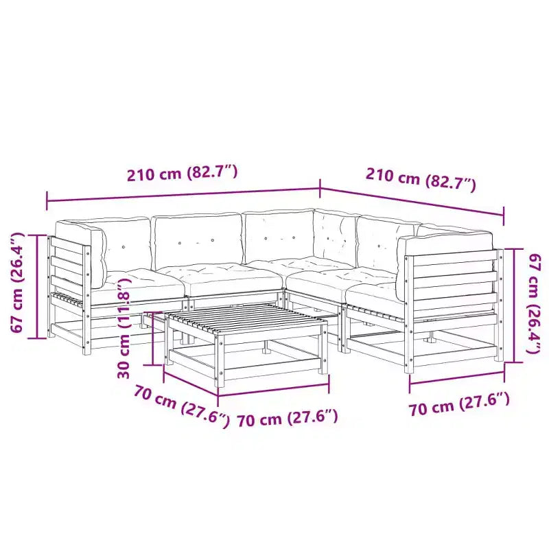 vidaXL Garden Sofa Set - Solid Wood Pine in Various Colors