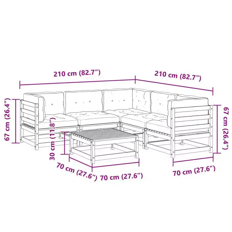 vidaXL Garden Sofa Set - Solid Wood Pine in Various Colors